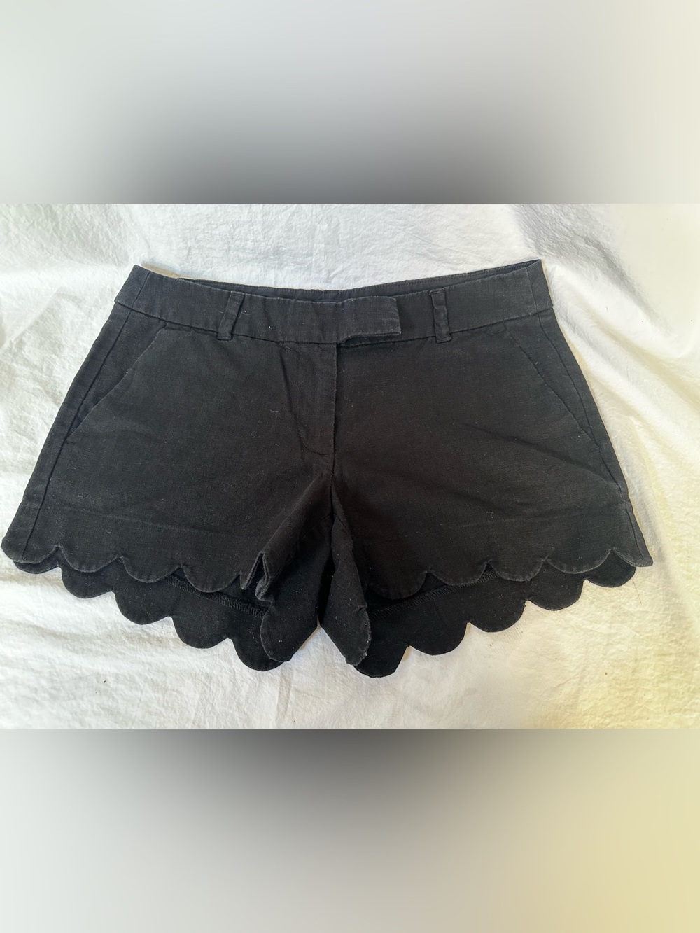 J. Crew Black Scalloped Hem High Waist Shorts